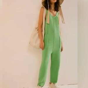 Free People Hailee Onsie Waffle Knit Sleeveless Jumpsuit Knit Womens Medium M